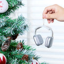 Mini Christmas Silver White Headphone Glass Ornament