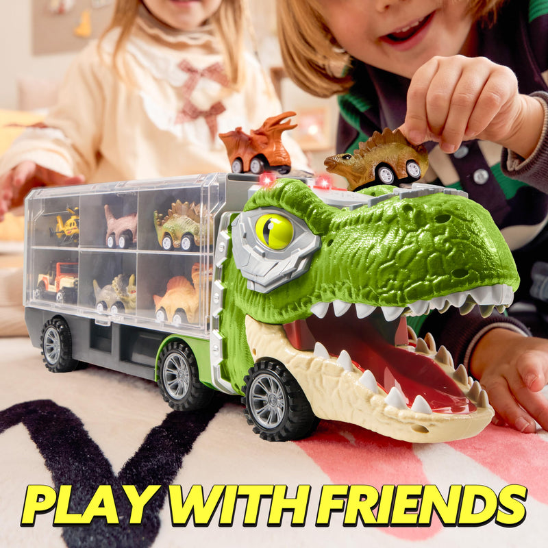 13 in 1 Dinosaur Transport Carrier Truck with Mini Car Set