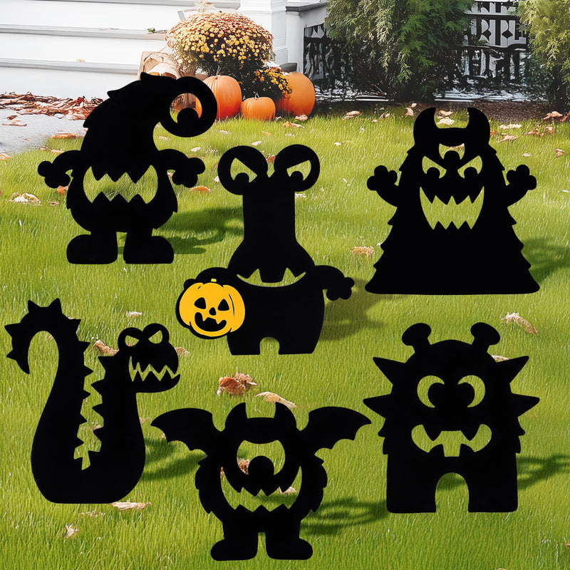 6Pcs Monster Yard Stakes Halloween Lawn Decorations