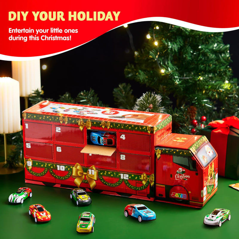 24 Days Christmas Advent Calendar Pull Back Vehicles