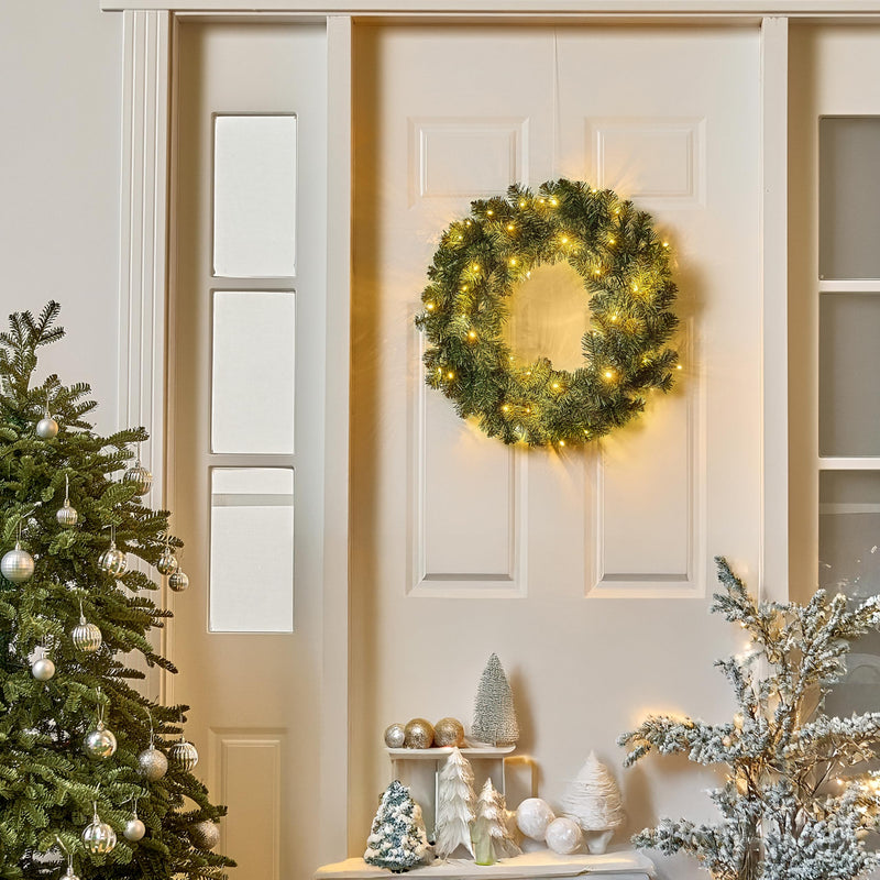 24'' Pre-Lit Christmas Wreath with Warm Lights