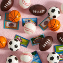 30Pcs Mini Sports Squeeze Balls with Kids Valentines Cards for Classroom Exchange