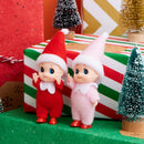 2PCS Christmas Tiny Elf Plush Doll, Red Pink