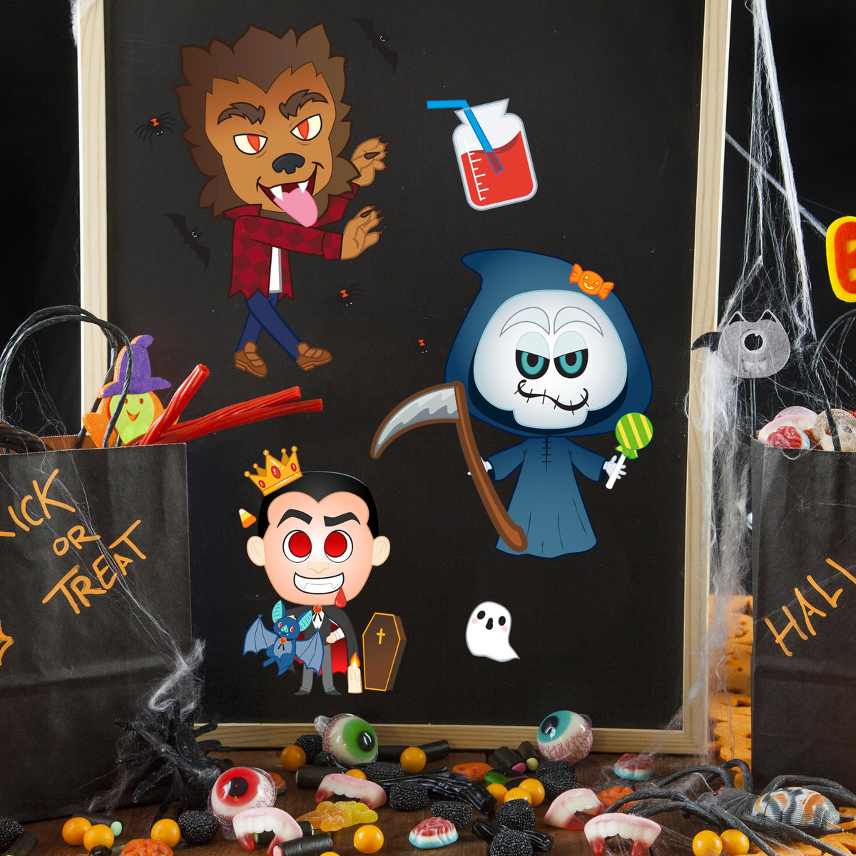 JOYIN 24 Pcs Halloween Make A Face Stickers - 8 Designs For Party Crafts & Classroom Activities