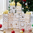 12 PCS Christmas Foil Gold Gift Bags with Tissue Papers and Name Card Tags