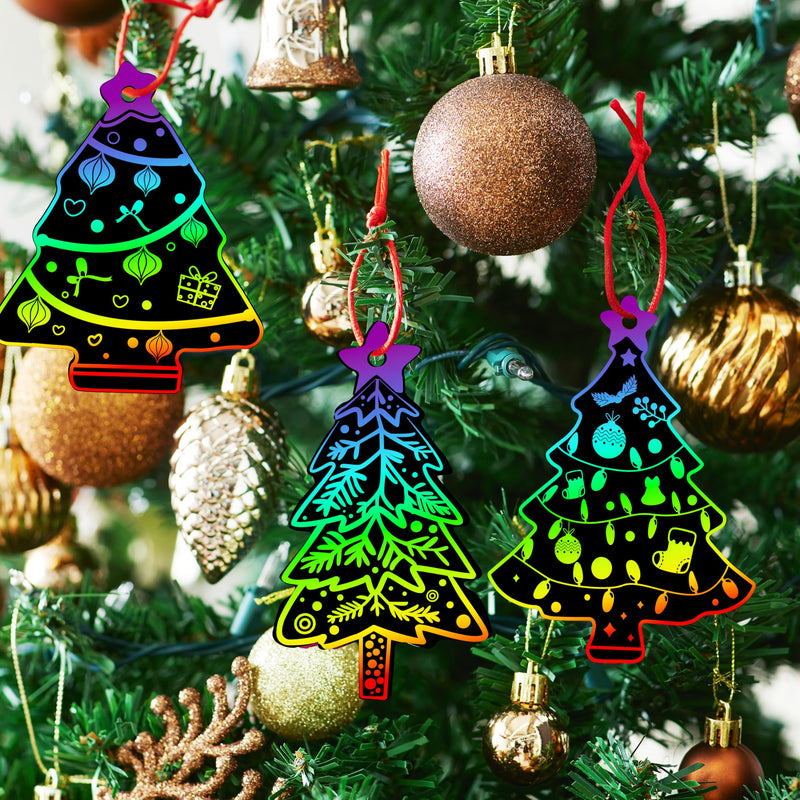 72 Pcs Christmas Scratch Art Ornaments