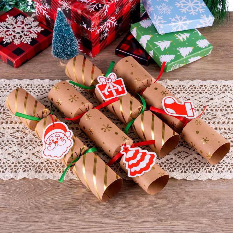 8Pcs Kraft Style Christmas Cracker Set