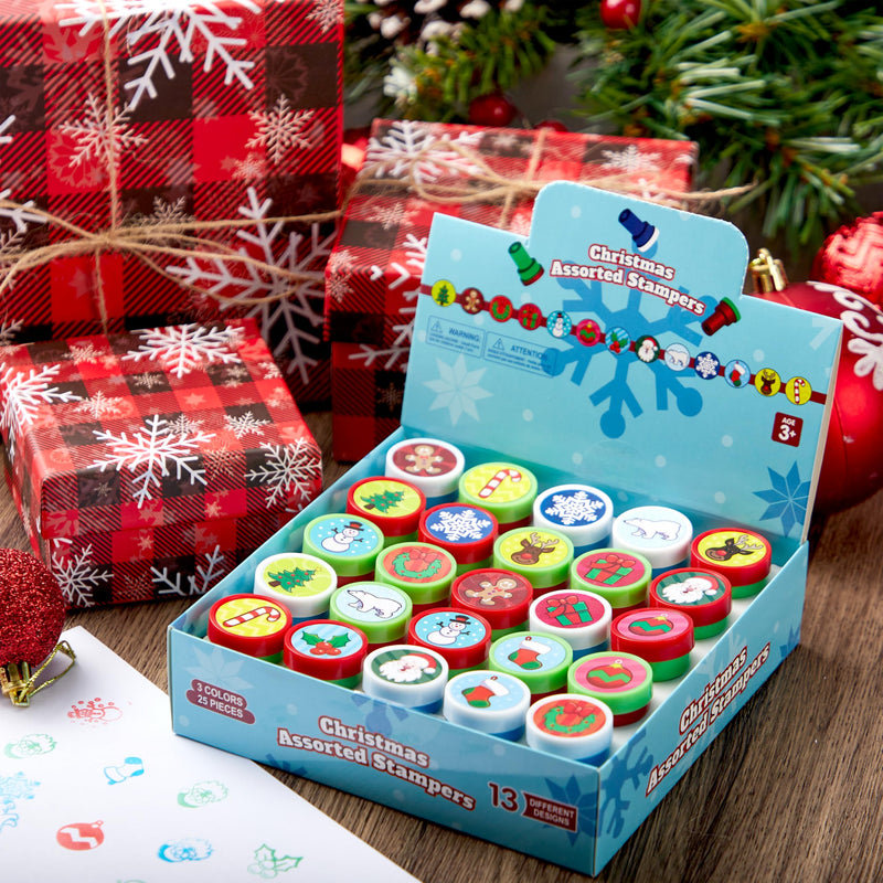 25 PCS Christmas Rubber Stamps for Kids Gift
