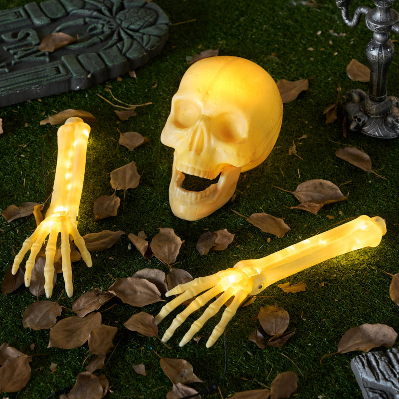 Led Skeleton Decorations 3 Pcs Halloween Skeleton Decorations Outdoor, LED Realistic Skeleton ...