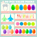 80 Pcs Glow-in-the-Dark Easter Eggs with Toys for Kids Egg Hunt, Party Favors & Class Prizes