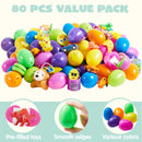 80Pcs Novelty Toys and Stickers Prefilled Easter Eggs