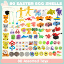 80Pcs Novelty Toys and Stickers Prefilled Easter Eggs