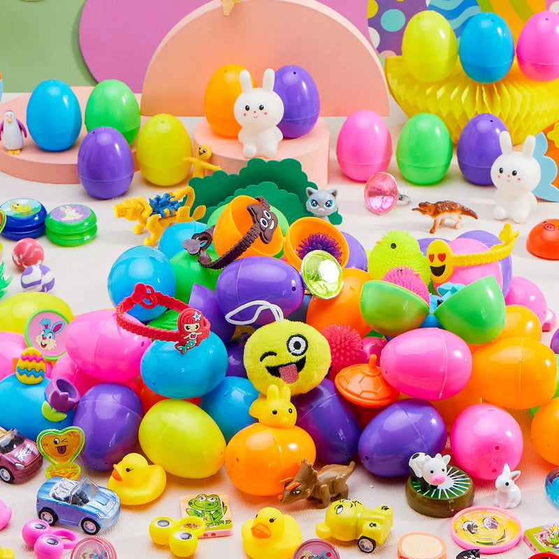 Plastic eggs with toys inside shop
