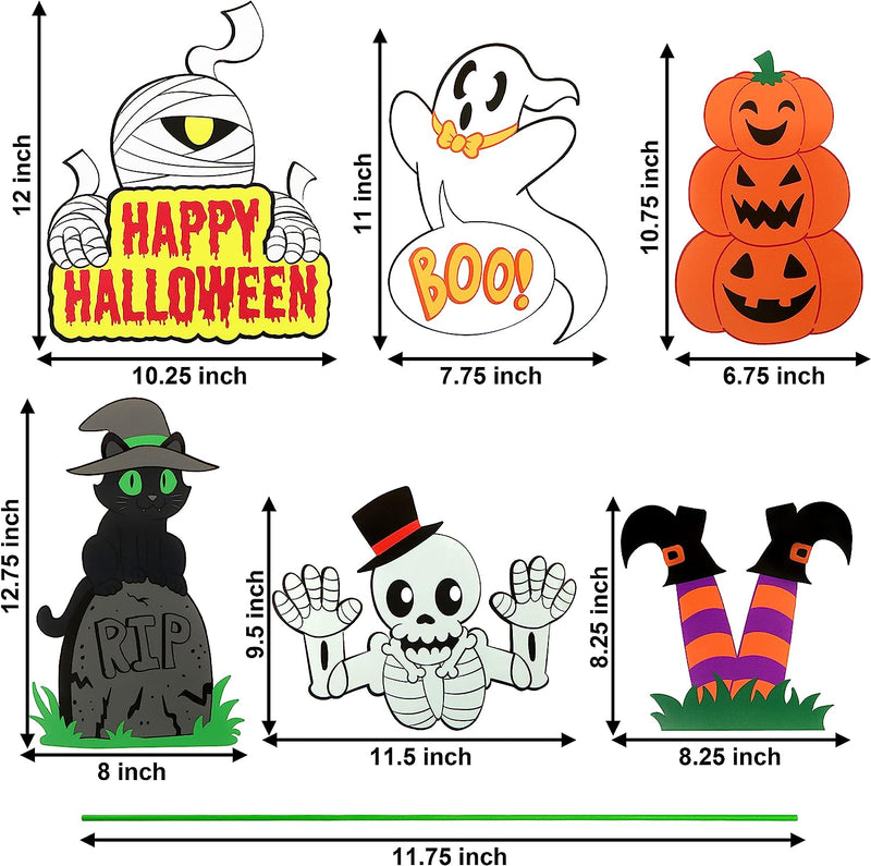Classic Halloween Characters Yard Signs, 6 Pcs