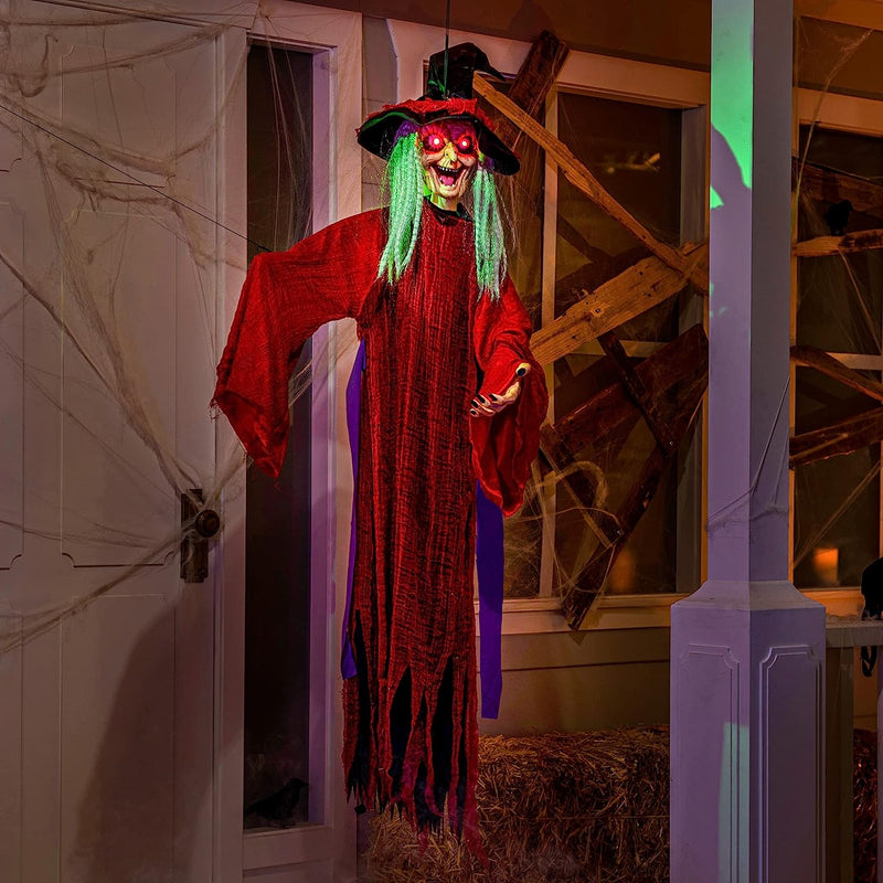 52in Animated Light-up Hanging Witch
