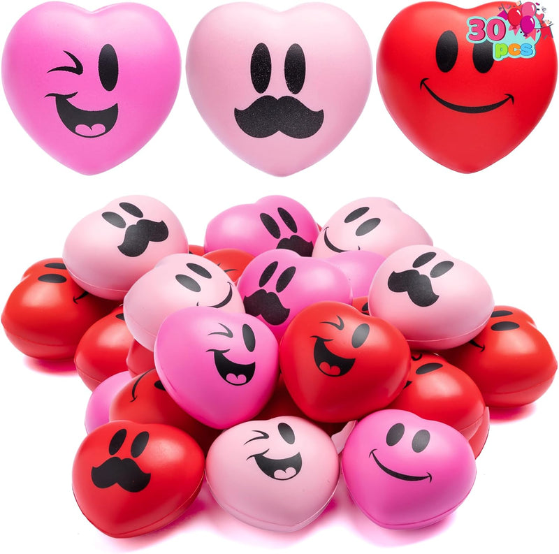 JOYIN 30 pcs Valentine's Day Heart Stress Balls 3"x 3" for Kids