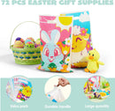 JOYIN 72 Pack Easter Plastic Gift Bags with Animal Flower Easter Party Supplies for Kids