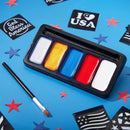 5 Colors Patriotic Face Paint Kit with Glitter and 16Pcs Stencils Sticker