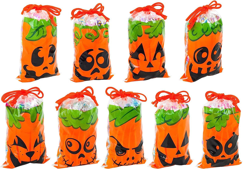Orange Candy Bags with Pumpkin Face Designs, 108 Pcs