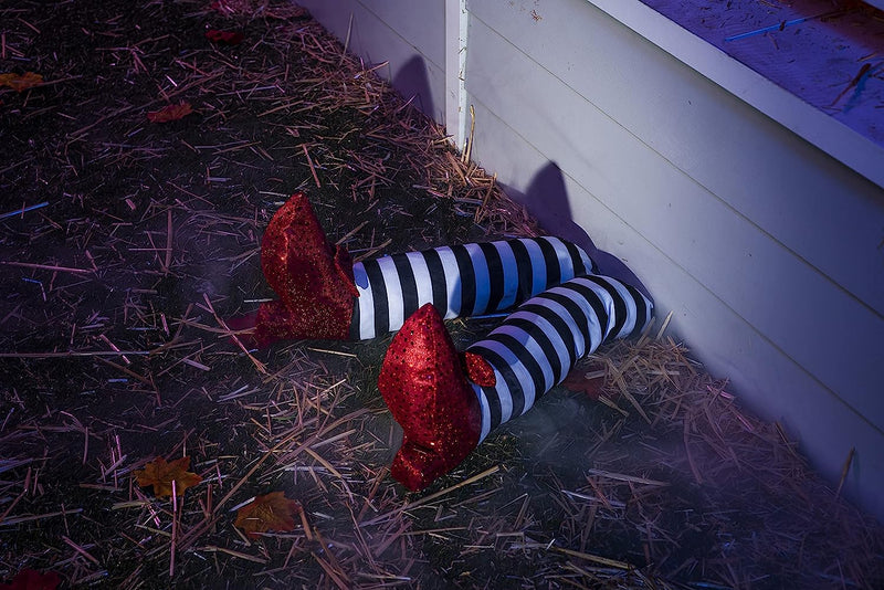 Witch Legs with Stakes (Red Shoes & Black and White Stripe), 2 Pcs