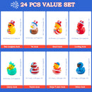 JOYIN 24 Pcs Patriotic Rubber Ducks, 2.6" Red White Blue 4th of July Bulk Ducks with 8 Designs, Independence Day Duck with Flag Prints, Patriotic Party Favor Gift Bath Toy Supply for Kids Toddlers
