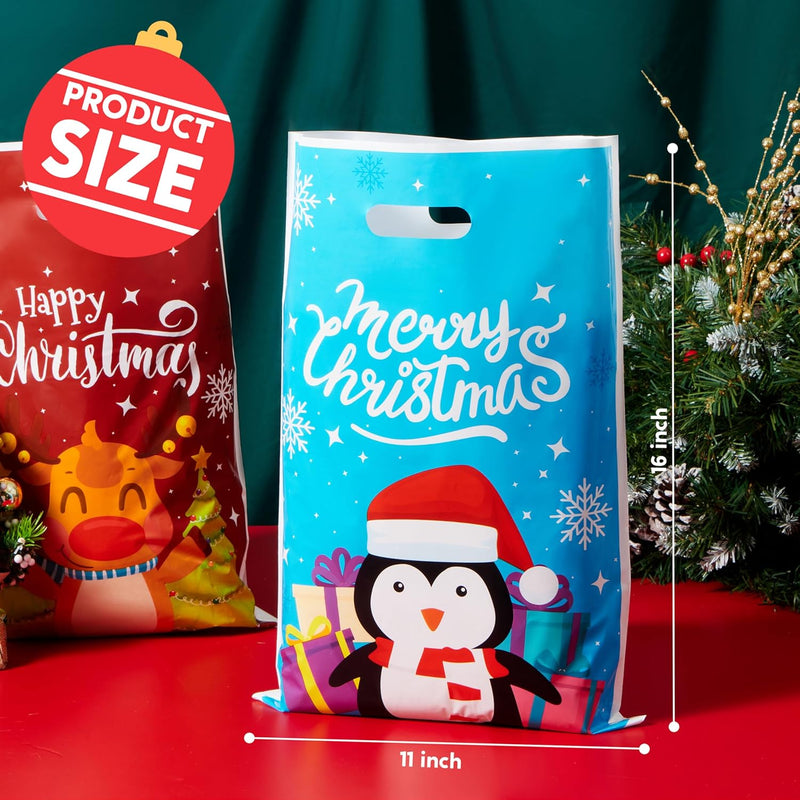 72 PCS Christmas Plastic Goodies Bags with Handles