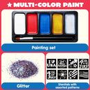 JOYIN 5 Colors Patriotic Face Body Paint Kit with Glitter and 16 Pcs Stencils Sticker for Kids, 4th of July Face Paint Red White Blue Make Up for Independence Day, Memorial Day Party, Veterans Day