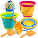 3Pcs Collapsible Beach Toy Buckets with Shovels