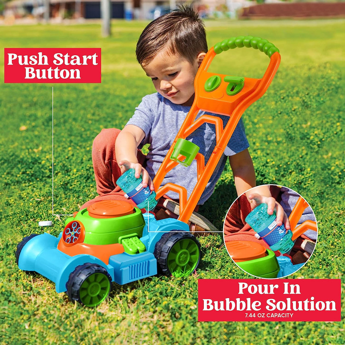 Baby lawn mower bubbles on sale