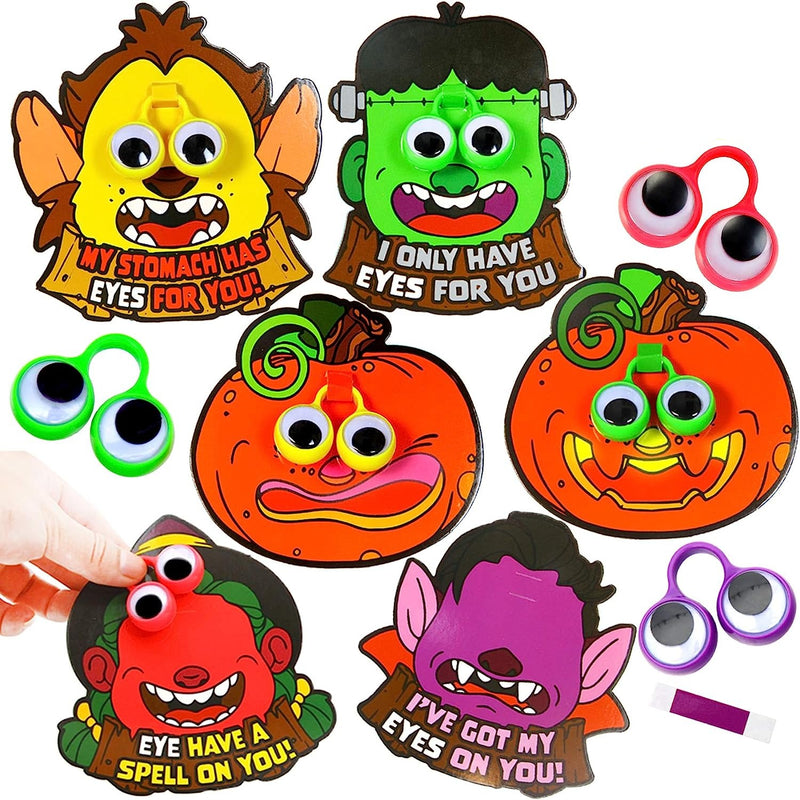 Halloween Greeting Cards Set With Eye Rings