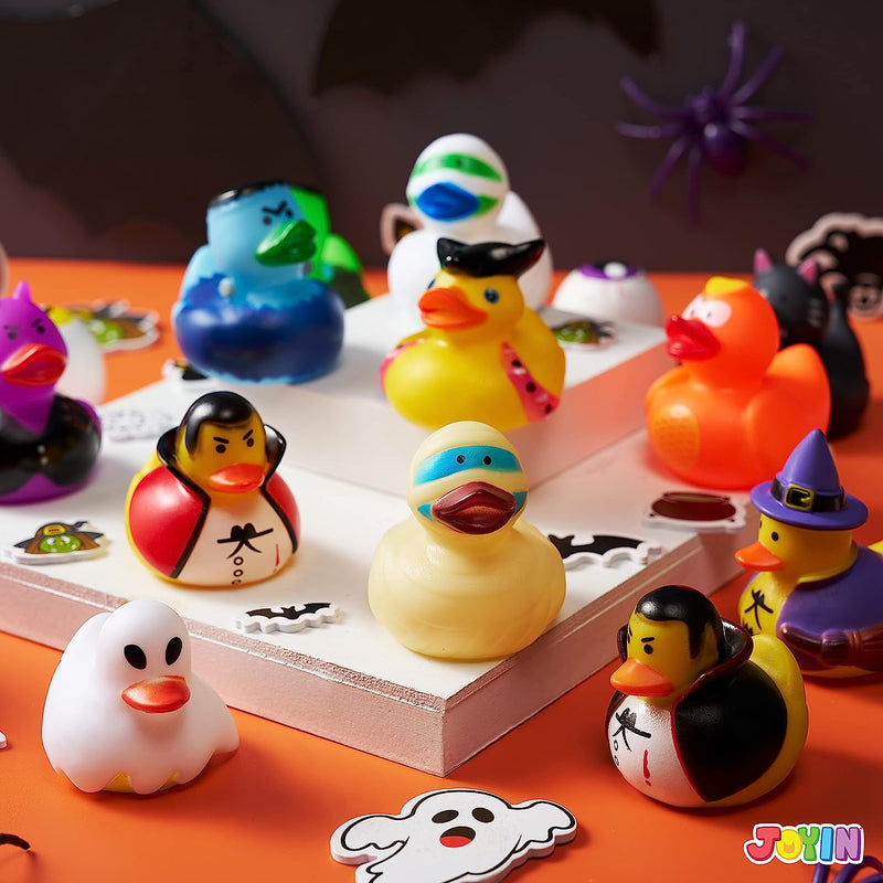 JOYIN 18 Pieces Halloween Rubber Ducks Fancy Novelty Assorted Variety for  Fun Bath Squirt Squeaker Duckies,Toy,School Classroom Prizes Ducky,Trick or