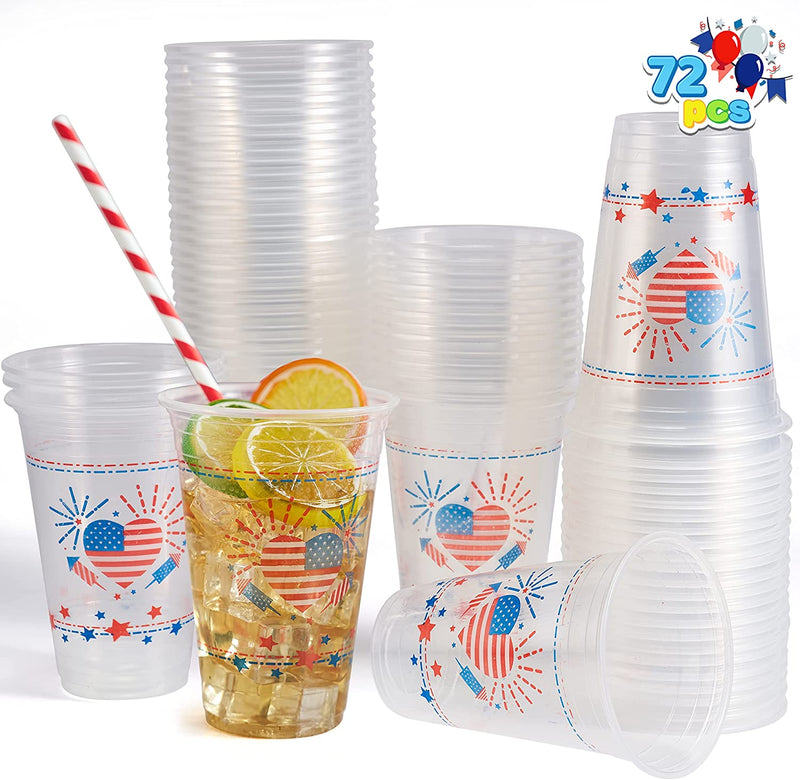 72Pcs July 4th Patriotic Plastic Cups