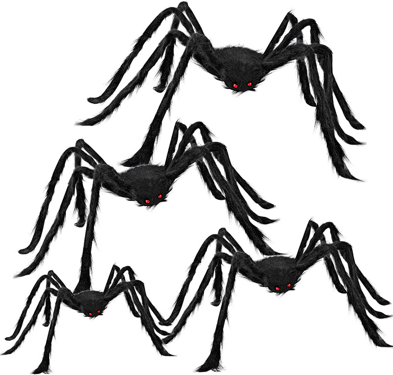 Black Hairy Spiders, 4 Pack