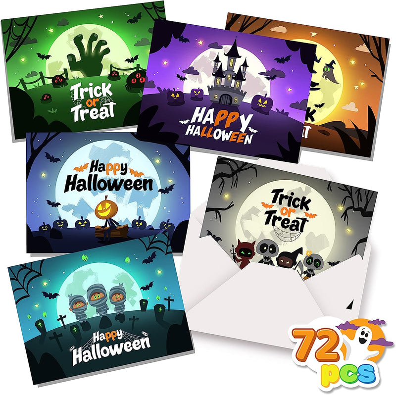 Halloween Greeting Cards with Envelopes, 72 Pack