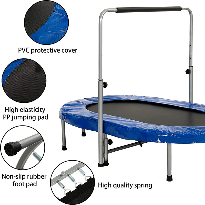 Oval Foldable Double Trampoline with Handrail