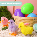 12Pcs 3.7in Colorful Wind-Up Jumping Animals with Easter Eggs Bursting for Easter Egg Hunt