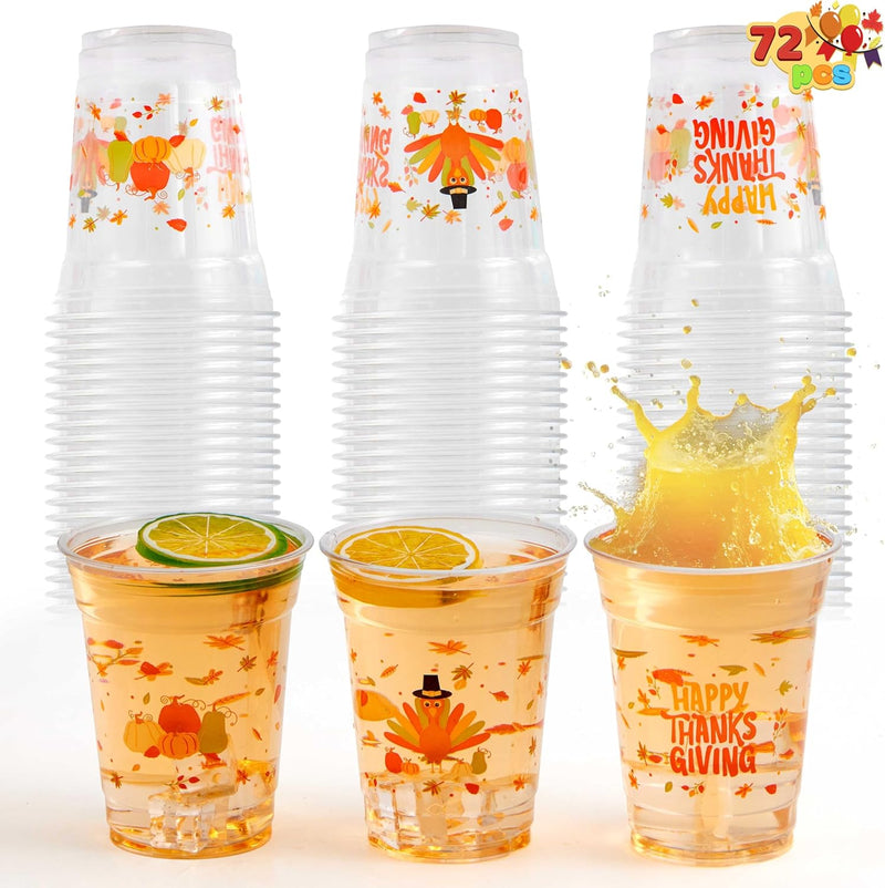 72 Pcs Thanksgiving Disposable Plastic Cups