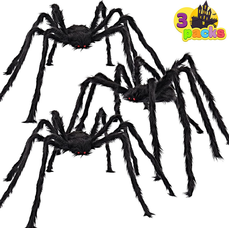 3 Pack Halloween Realistic Hairy Spiders