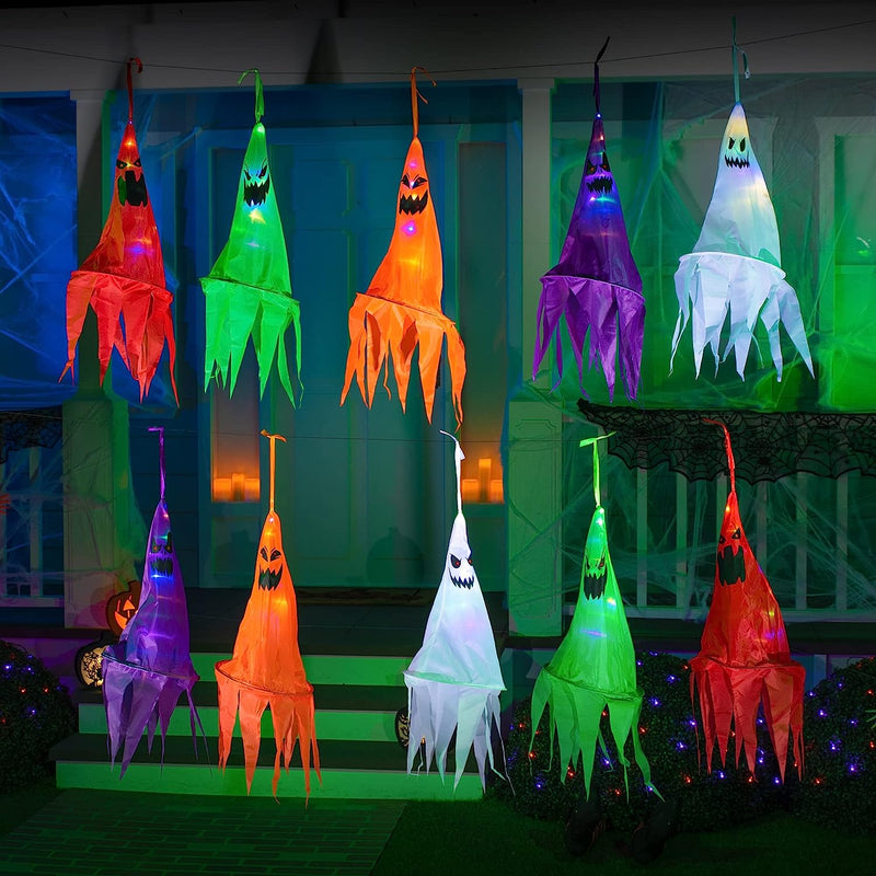 24in Light-up Hanging Ghost, 10 Pack