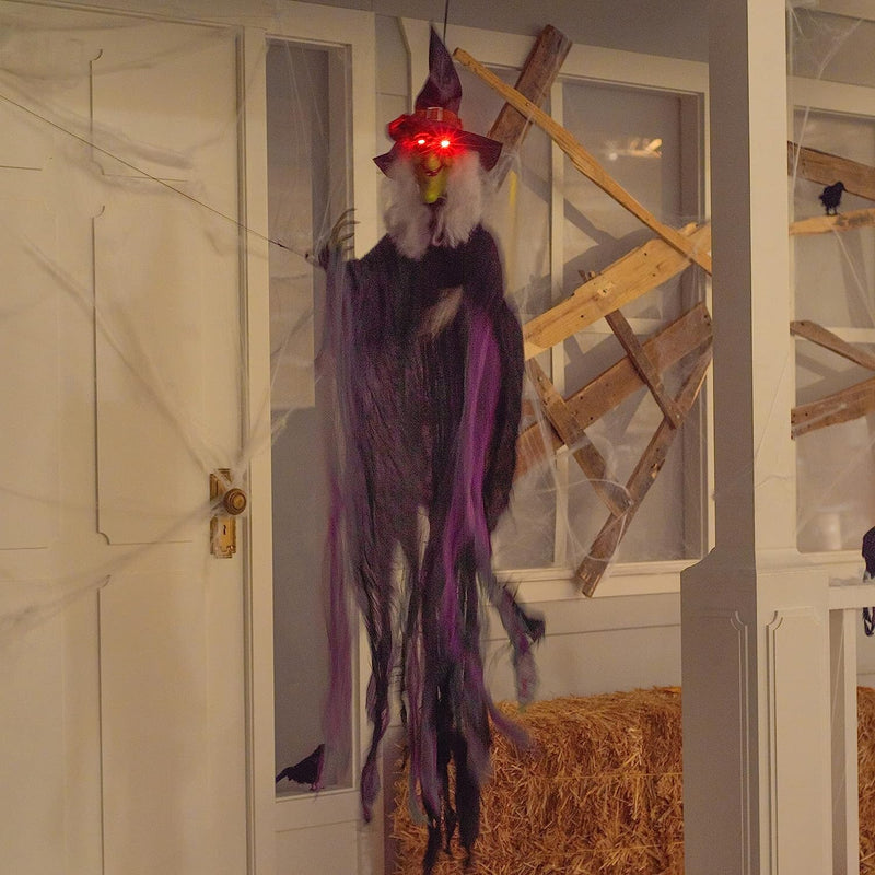 57.5in Hanging Witch with LED Eyes & Spooky Sound
