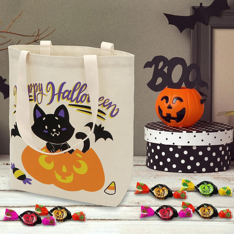 Large Halloween Canvas Tote Bags, 3 Pcs