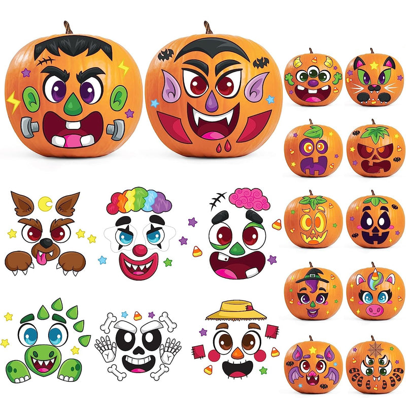 Halloween Pumpkin Decorating Stickers Craft Kit, 60 Pcs