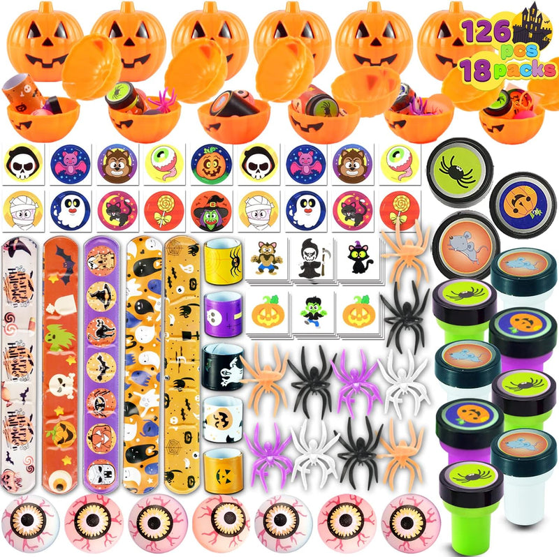Halloween Prefilled Pumpkin Box with Party Favors, 18 Pcs