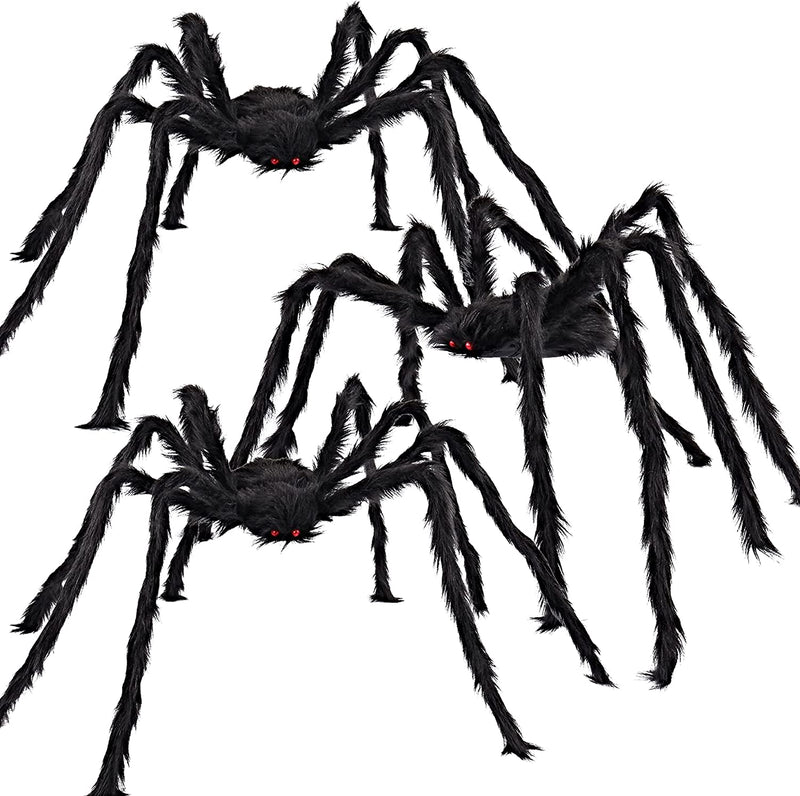 3 Pack Halloween Realistic Hairy Spiders