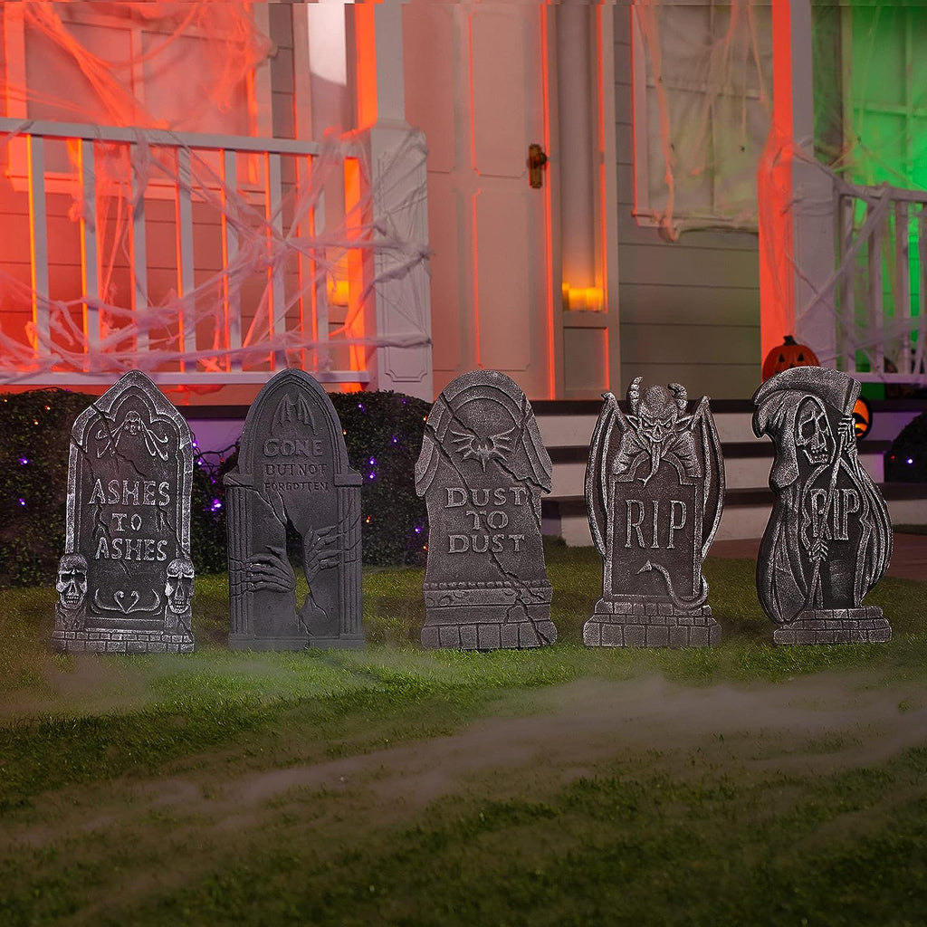 Joyin | Outdoor Halloween Decor - 5 Pack Foam Graveyard Tombstones