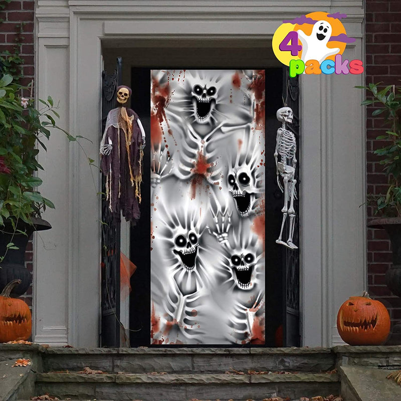 4 Piece 3d Design Scary Skeleton Door Cover