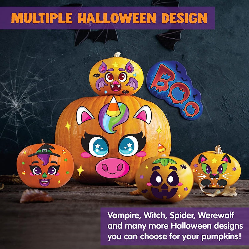 Halloween Pumpkin Decorating Stickers Craft Kit, 60 Pcs