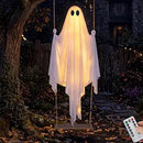 JOYIN 5 FT Hanging Swing Ghost - Light-Up Halloween Outdoor Decoration