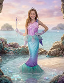 JOYIN Little Mermaid Costume with Tail - Girls Halloween Princess Outfit