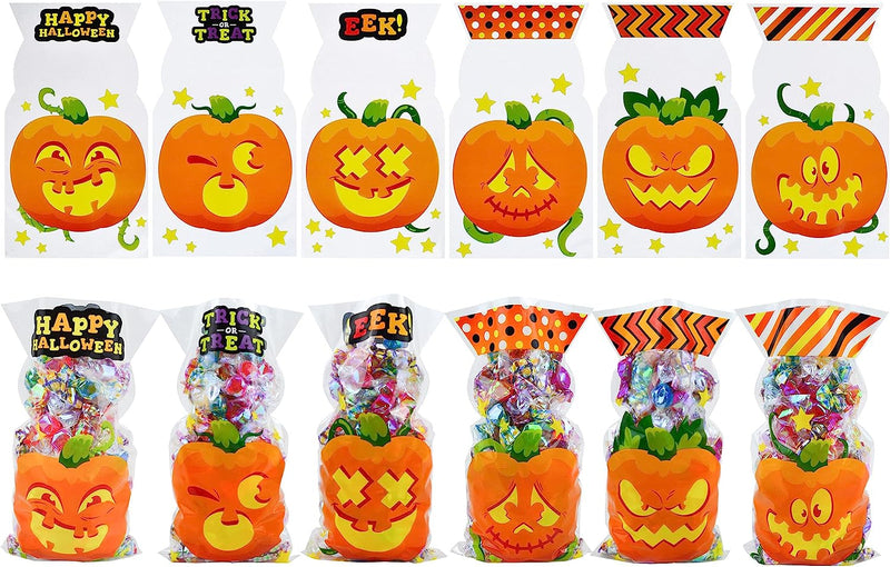 Pumpkin Shaped Halloween Treat Bags, 120 Pcs